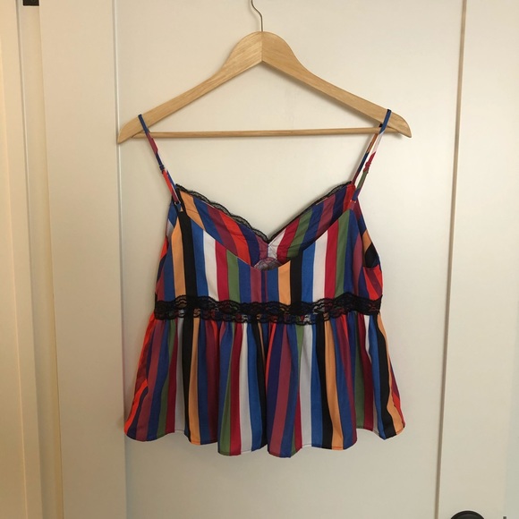 NWT Tea & Cup Multicolored Cropped Cami Tank Top - Picture 4 of 7